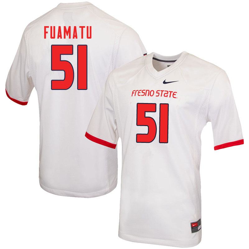 Men #51 Jace Fuamatu Fresno State Bulldogs College Football Jerseys Sale-White - Click Image to Close
